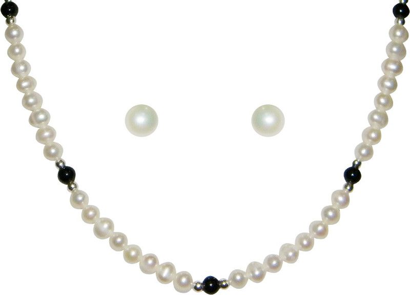 Alloy Gold-plated Black, White, Silver Jewel Set  (Pack of 1)