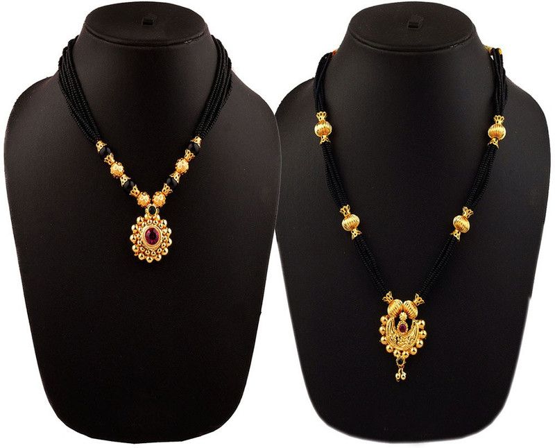 Combo Pack of 2 Crystal Gold-plated Plated Alloy Necklace Set