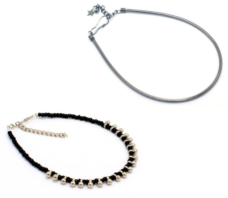 Sizzling Graceful Women Anklets & Toe Rings 1 Combo Multicolor CANK-106 Stainless Steel Anklet  (Pack of 2)