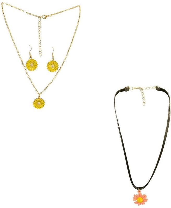 Alloy Jewel Set  (Yellow, Pink)