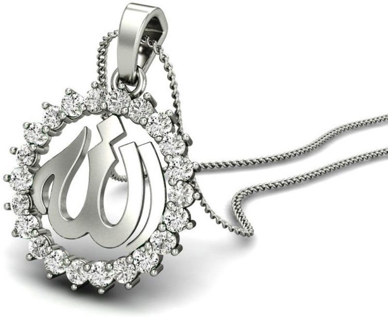 Arabic Islamic Muslim God Allah 999 Silver Cubic Zirconia Alloy Pendant