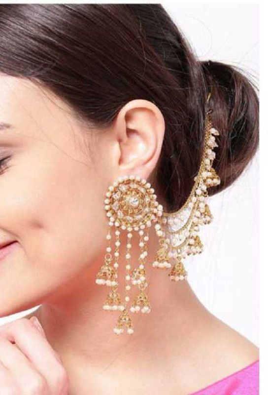 UC fashion Jewellery designer three layer chain Earring Crystal Chandbali Earring