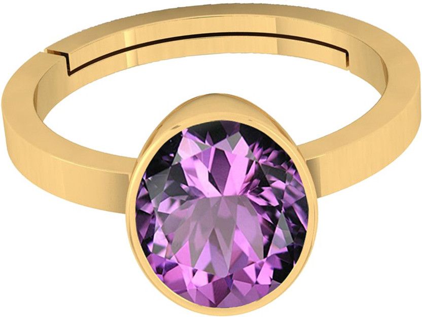 9.25 - 9.50 Ratti Amethyst Katela Panchdhutu Ring for men and women Brass Amethyst Rhodium Plated Ring