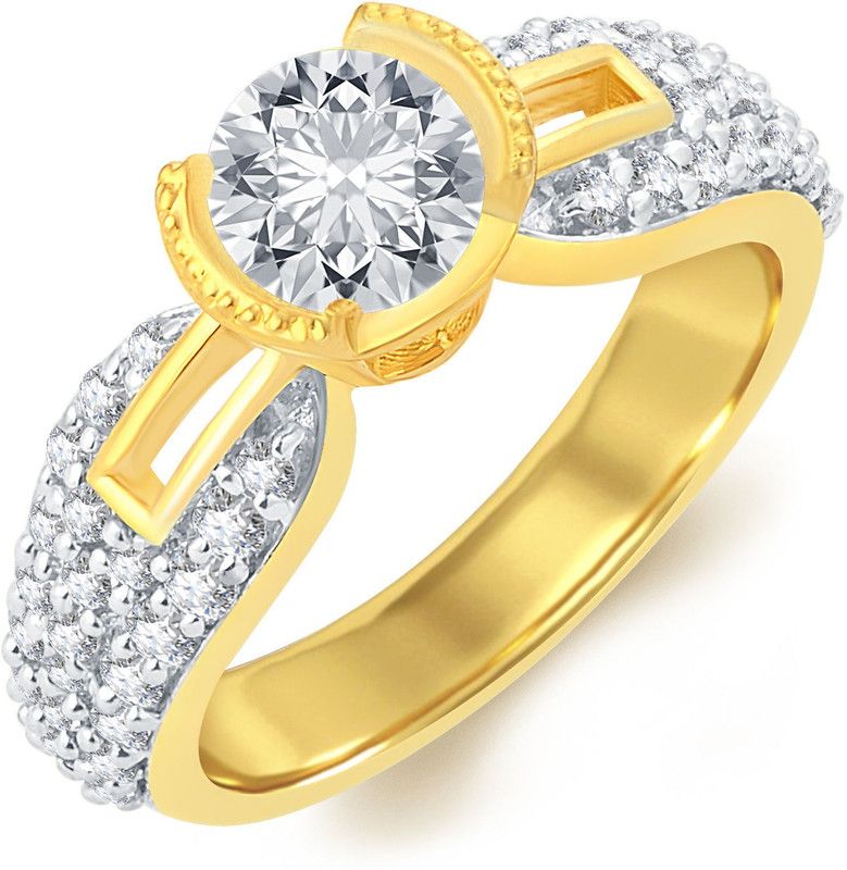 Intricately Solitaire Alloy Cubic Zirconia Gold Plated Ring