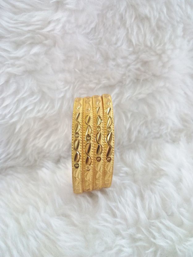 Metal Cubic Zirconia Gold-plated Bangle Set