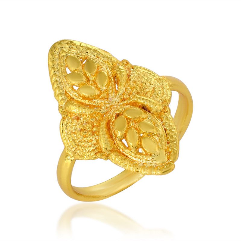 Gold Plated Brass Marquise Shape floral design Handmade Fashion Ring Brass Gold Plated Ring
