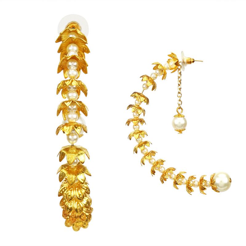 Floral Crescent Hoop Earrings Alloy Hoop Earring