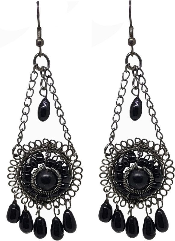 Stylish Black Beads Pearl Drop Earring, Jhumki Earring For Girls & Women(EAR85005) Beads, Moonstone Glass, Alloy Drops & Danglers, Jhumki Earring, Earring Set