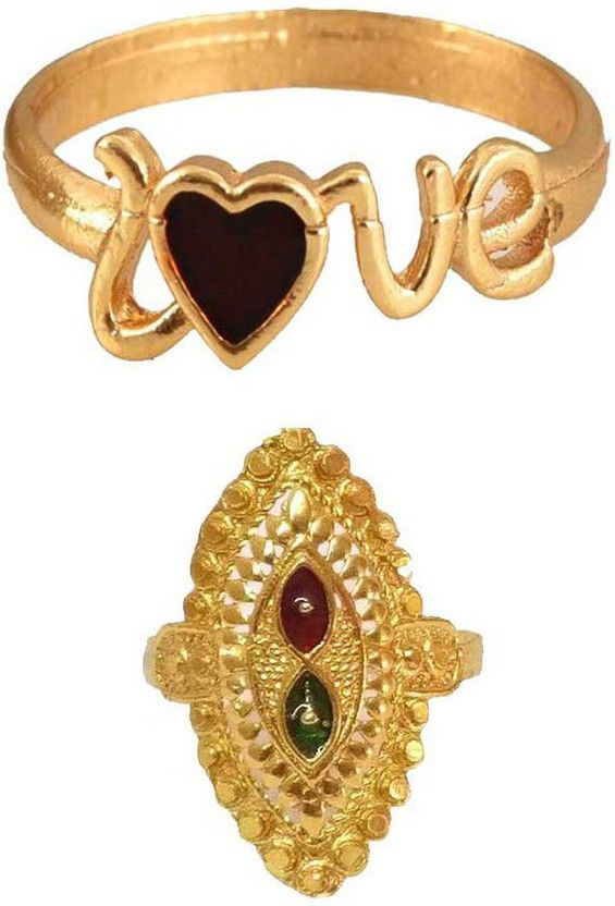HK Ring bb-51 Metal Onyx Gold Plated Ring Set
