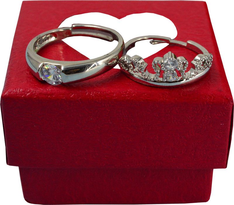 Valentine Adjustable Couple Rings for | Girlfriend | Boyfriend | Special Person Silver Silver Plated Ring Set