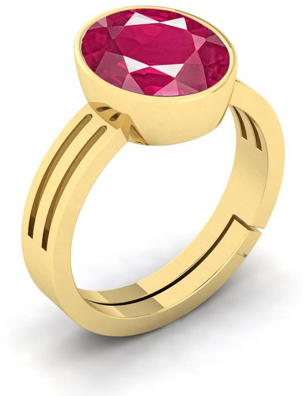 RUBY RING 10.00 Carat MANIK Gold Plated Adjustable Ring Brass Gold Plated Ring