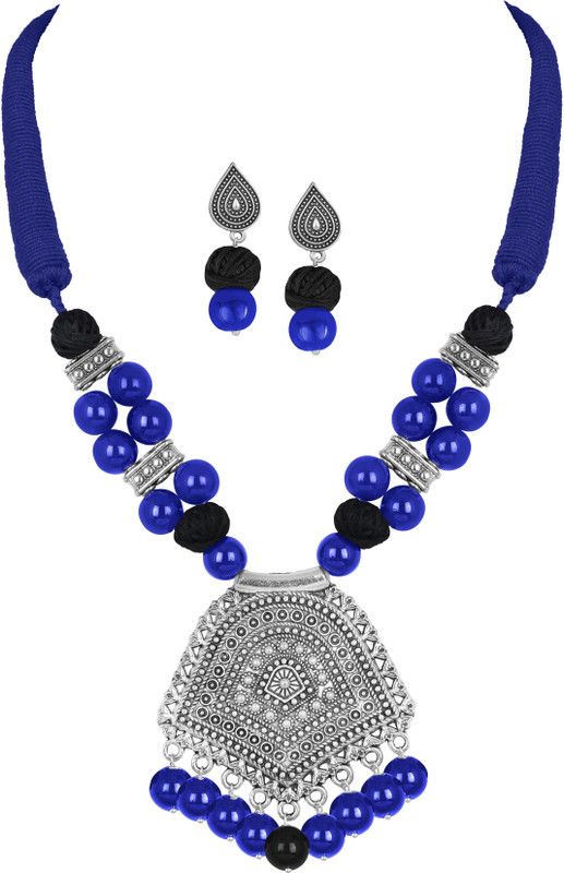 Brass Silver Blue Jewel Set  (Pack of 1)