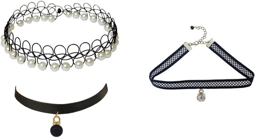Pack Of 3 Fabric, Plastic Choker