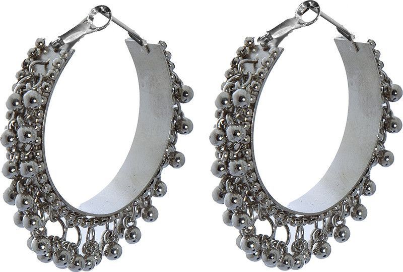 Trendy Silver Earrings Jhumki Bollywood Oxidised Stylish Afghani Tribal Earrings Fancy Party Wear Chandbali Sterling Silver, Alloy Drops & Danglers
