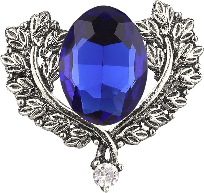 Tripin SILVER CLASSIC CROWN DESIGN LAPEL PIN BROOCH WITH BLUE DIAMOND CRYSTAL FOR MEN WOMEN TSCPSIL1642 Brooch  (Silver)