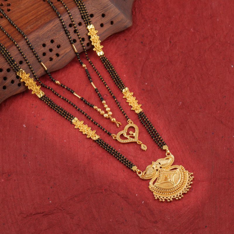 Brado Jewellery Combo of 3 Traditional Mangalsutra for Women Brass Mangalsutra