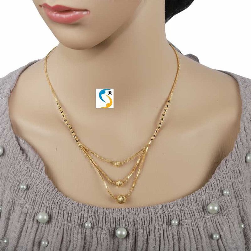 3 layer round ball chain Gold-plated Plated Brass Chain