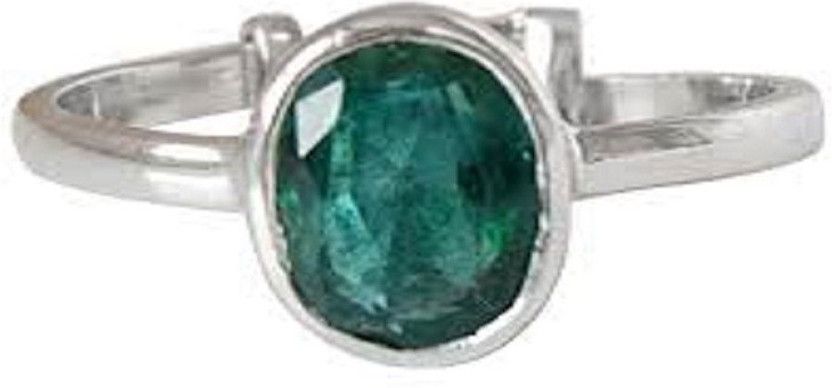 Emerald RIng With natural Emerald Stone Emerald Silver Plated Ring