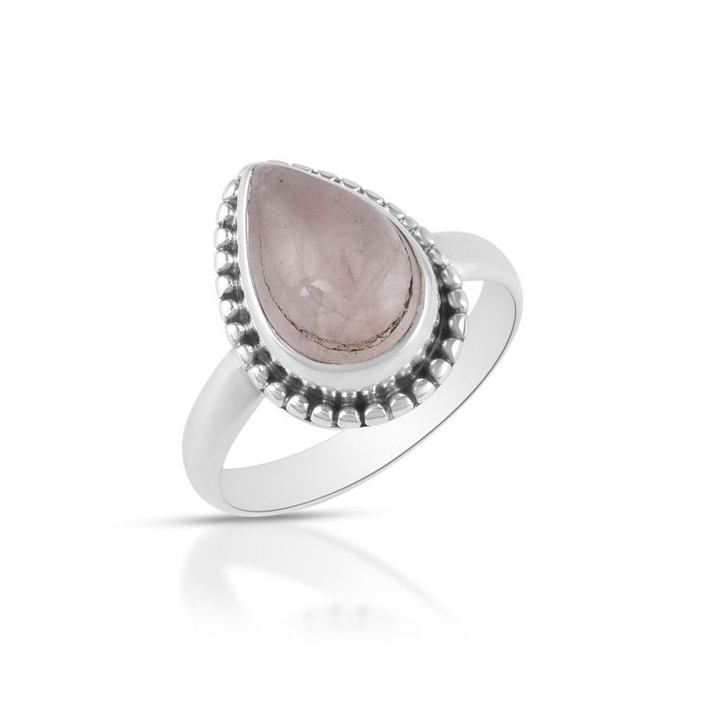 Pink Rose Quartz Birthstone 925 Sterling Silver Fashion Minimalist Ring For Women & Girls Silver Quartz Silver Plated Ring