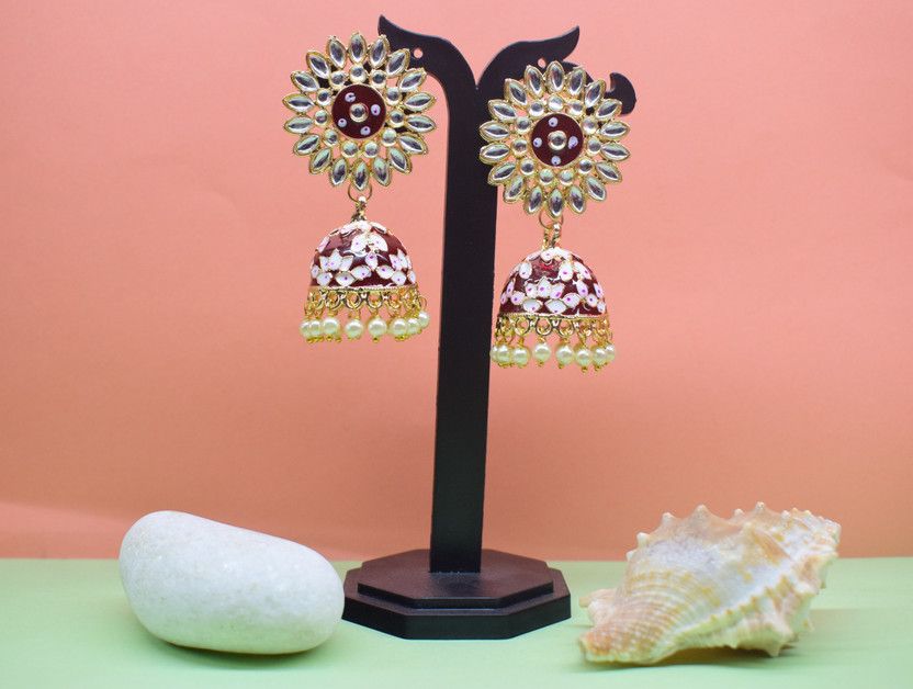 Ethinic meenakari Alloy Jhumki Earring
