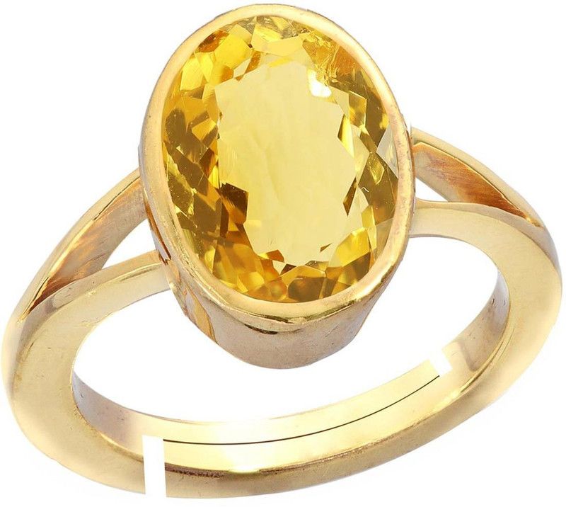 Citrine Sunehla 9.3cts or 10.25ratti Panchdhatu For Men Silver Citrine Gold Plated Ring