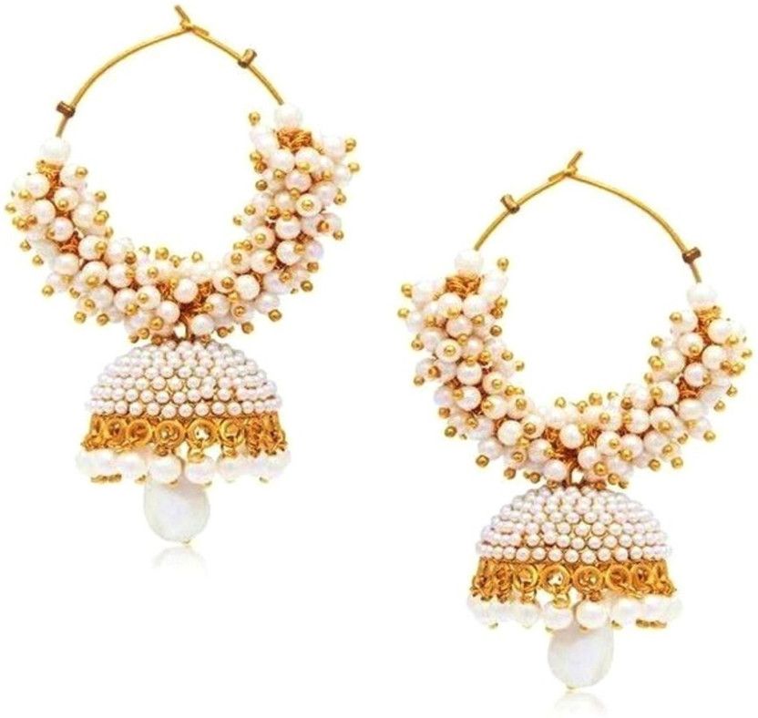 Splash of Rich Pearl Hoop Jhumka Alloy Drops & Danglers