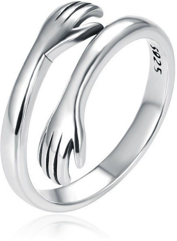 I LOVE U HUG RING STAINLESS STEEL SILVER PLATED RING Stainless Steel Ring