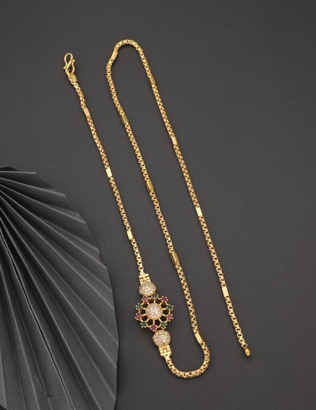 1 GRAM GOLD PLATED 24 IN-LONG MOP/KODI CHAIN PENDANT FOR WOMEN/GIRLS. Cubic Zirconia Gold-plated Plated Brass Necklace