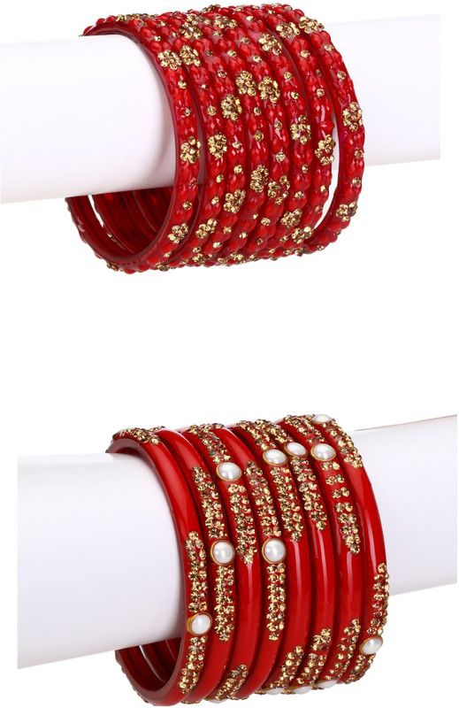 Glass Enamel Bangle Set  (Pack of 16)