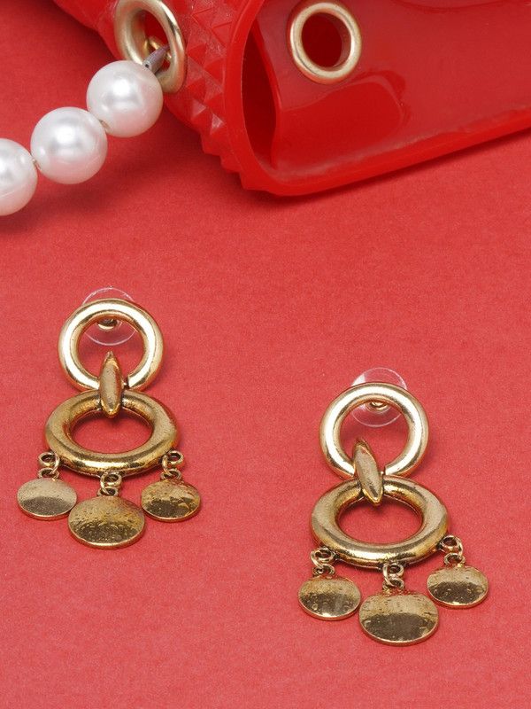 Gold-Plated Drop Earrings Agate Brass Drops & Danglers