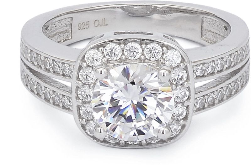 Pure 925 Sterling Silver AAA Grade American Diamond Solitaire Ring | Sterling Silver Cubic Zirconia Rhodium Plated Ring