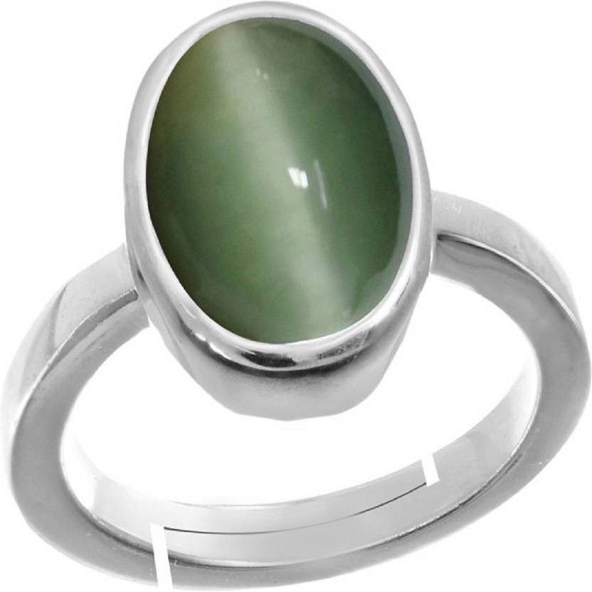 at's eye Lehsunia 5.5cts or 6.25ratti Metal Cat's Eye Silver Plated Ring