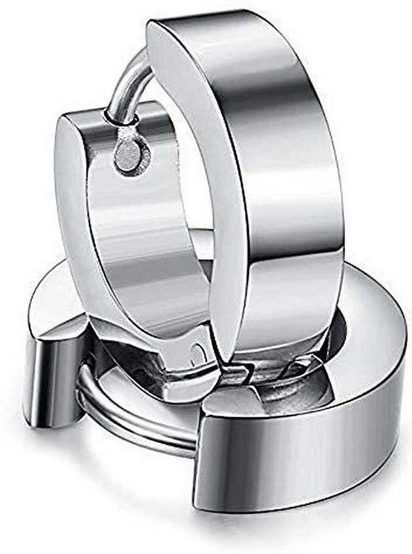 Silver Hoop Earings for Mens/Boys/Girls/Women (1 Pair) Metal Hoop Earring