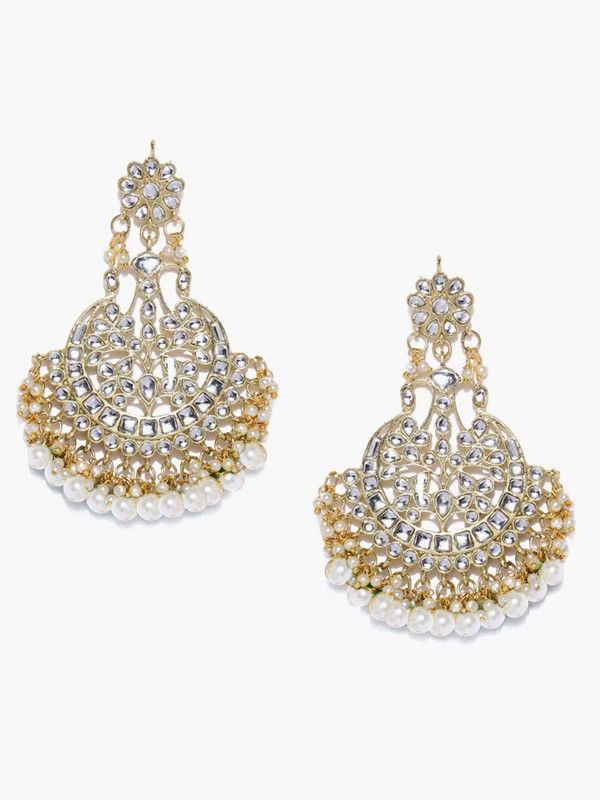 Antique Stylish Traditional Bridal wear White Earring for Women and Girls Cubic Zirconia Alloy Chandbali Earring
