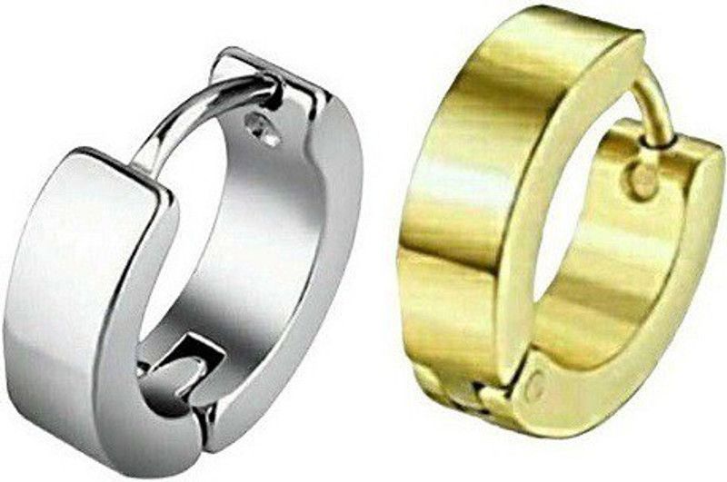 Stylish Colony Gold & Silver Color Stainless Steel Piercing Hoop Earring Stainless Steel Hoop Earring