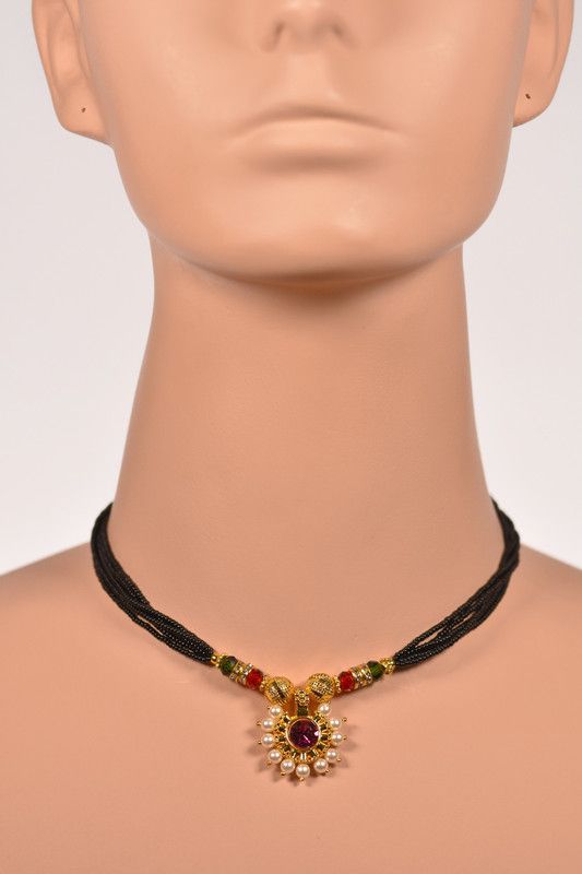 Maharashtrian Tanmani Mangalsutra 'For The Trendsetter' | Marathi Mangalsutra With Pink Stone Bronze Mangalsutra