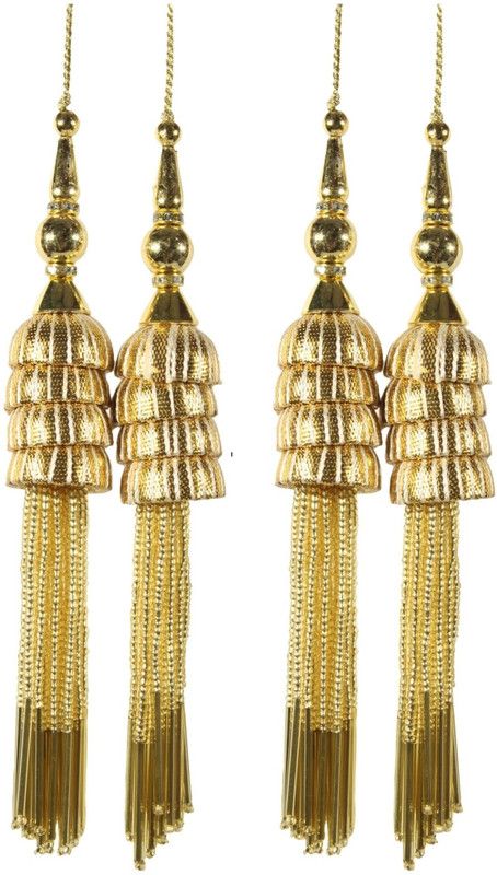 Fashionhaat Trendy & Ethnic Acrylic Golden Pearls Tassel Women's Ethnic Work Hanging Golden Latkan for Saree Blouse Dupatta Lehenga Gowns (Set of 2 Pairs ) (Golden) Brooch  (Gold)
