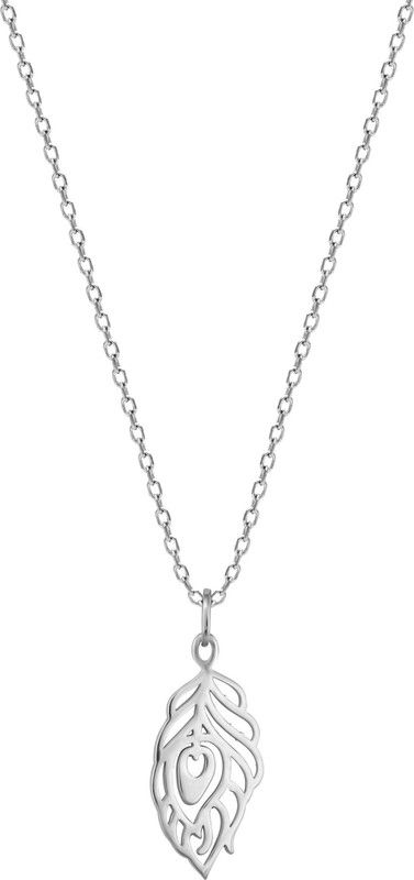 Sterling Silver Peacock Feather Pendant With Link Chain for girls and womens Rhodium Sterling Silver
