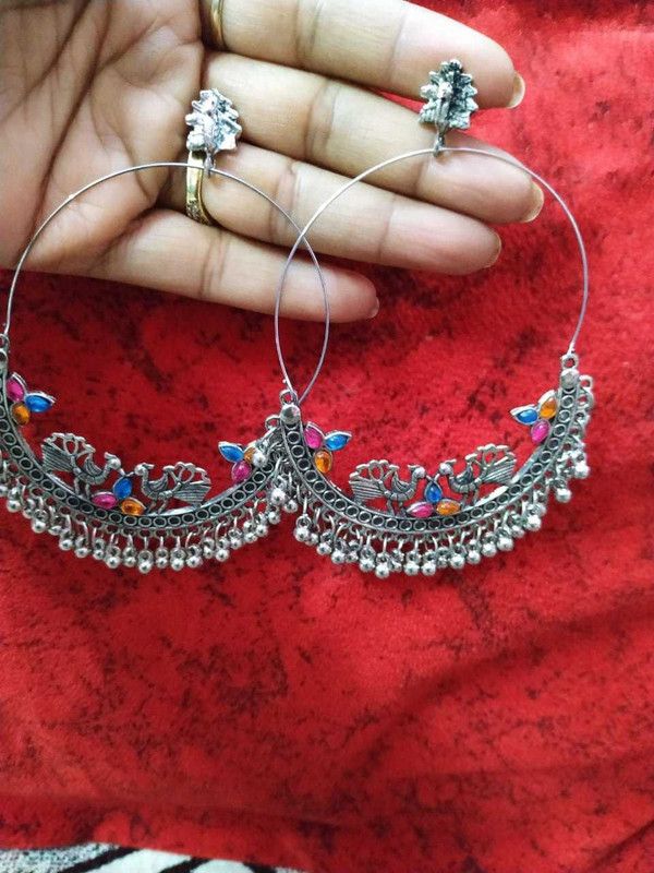 DRE013 Silver Chandbali Earring