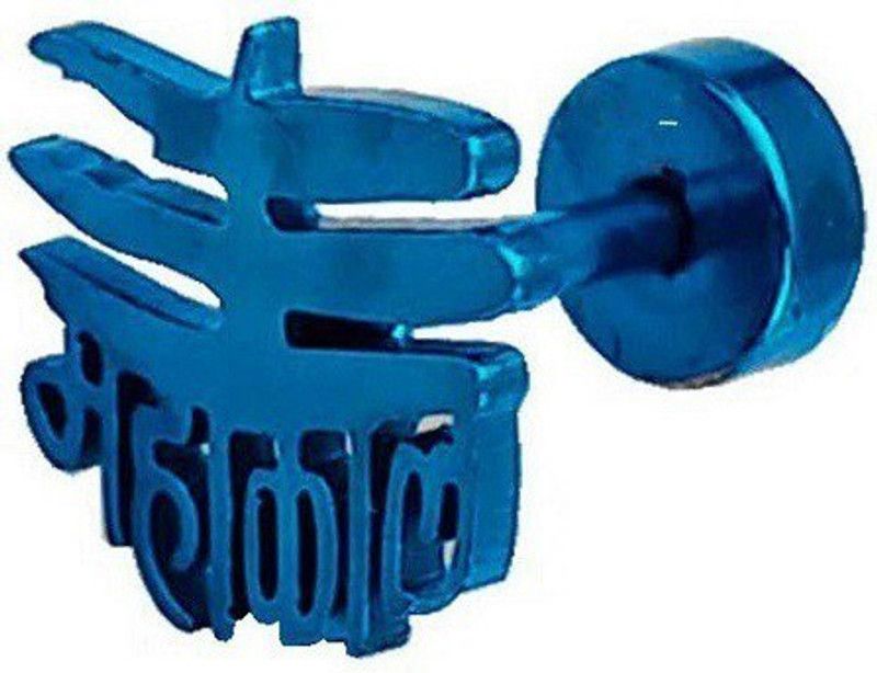 Stylish Colony Religious Mahakal God Blue Stud Earring Stainless Steel Stud Earring
