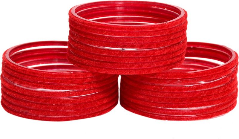 Fabric, Glass Bangle Set  (Pack of 24)