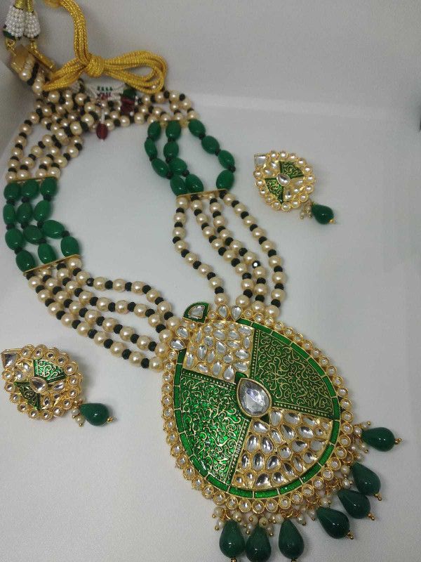 Alloy Enamel Green Jewel Set  (Pack of 1)