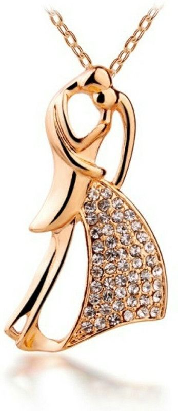 Customised lovers kiss Rhodium Swarovski Crystal Alloy Pendant