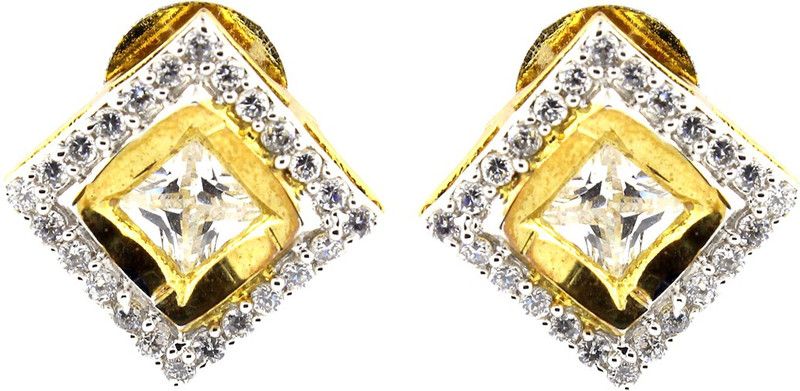 Lovely Cubic Zirconia Brass Stud Earring