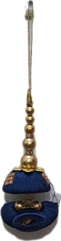 KASHU navy blue Small Latkan With Golden Work And Pom Pom Pack Of 2 Brooch  (Blue)