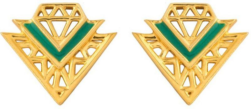 Artificial Classic Enamel Brass Stud Earring