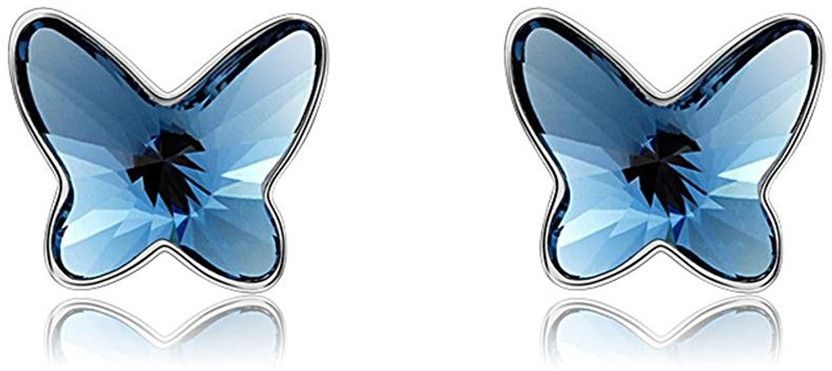 Blue Butterfly Studs Crystal Metal Stud Earring