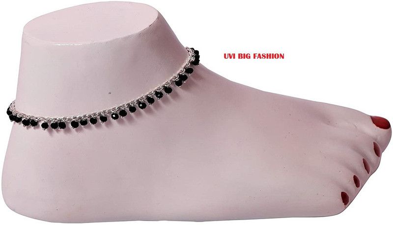 UVI BIG FASHION Silver Plated Payal Pajeb Ghungru Anklets for Women & Girls Payal Alloy Anklet