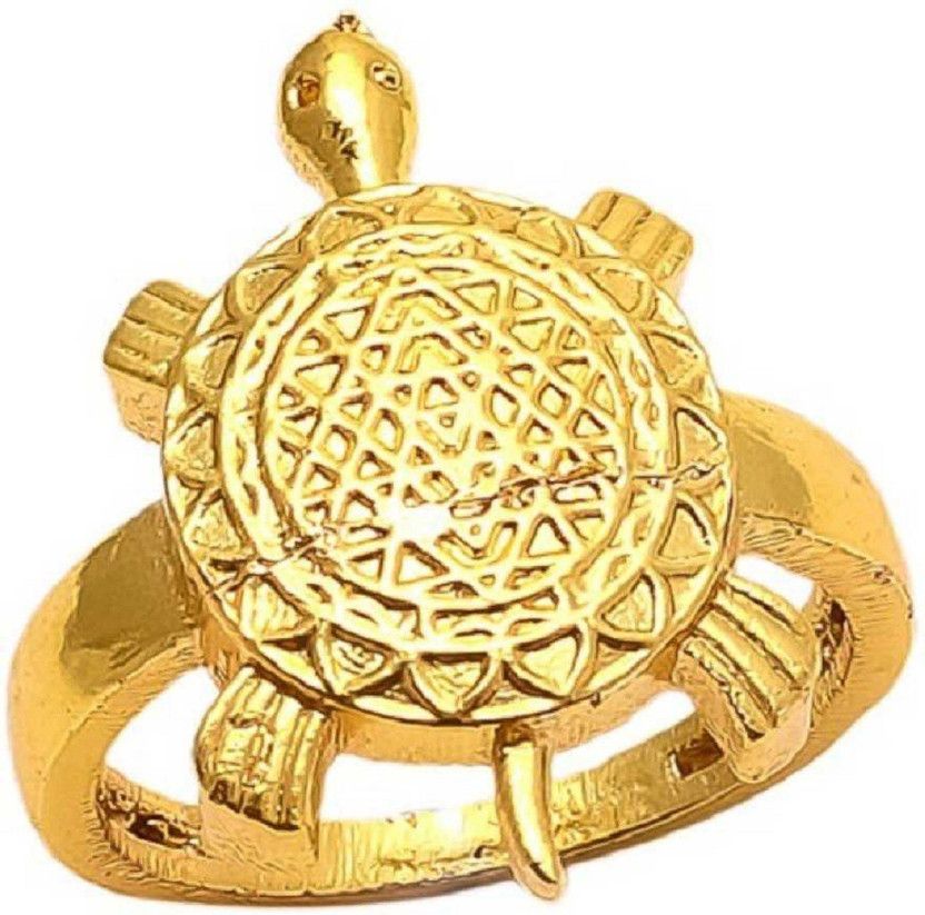 Shri Sarva Ichha Purti Kathua/Turtle Ring { Turtle/Kathua Ring Make your wishes come true } {Adjustable Size with Gold Plating} Alloy Copper Plated Ring