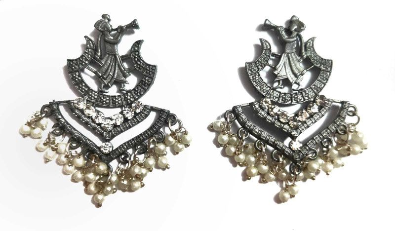 Designer Black Big Stud earrings/Partywear/Unique/Trendy/Women & Girls/ Alloy, German Silver, Sterling Silver Stud Earring, Earring Set, Drops & Danglers, Earring Set, Jhumki Earring